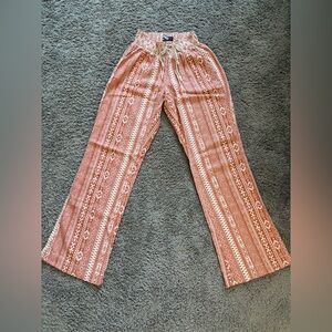 Rewash Terracotta Patterned Wide-Leg linen Pants women’s small medium